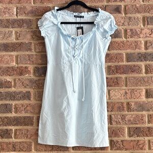 Nasty Gal Light Blue Lace-Up Mini Dress